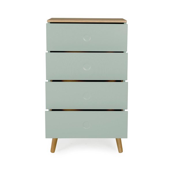 Zaļa kumode ar ozolkoka kājām Tenzo Dot, platums 55 cm-image-3