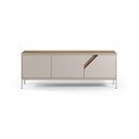 Krēmkrāsas/dabīga toņa kumode ar ozolkoka imitāciju 150x55x35 cm Lilou – Marckeric