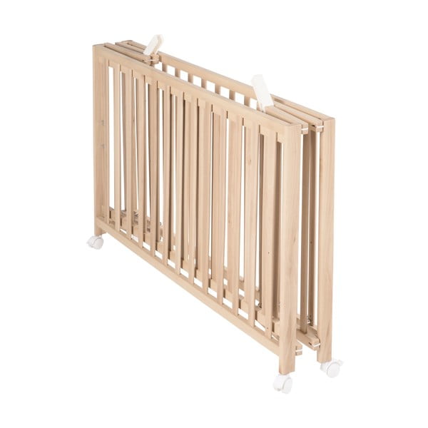 Dabīga toņa bērnu gultiņa ar riteņiem 60x120 cm Fold up – Roba-image-3