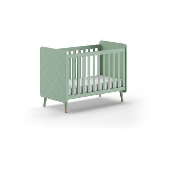 Zaļganzila priedes masīvkoka bērnu gultiņa 60x120 cm BILLY – Vipack