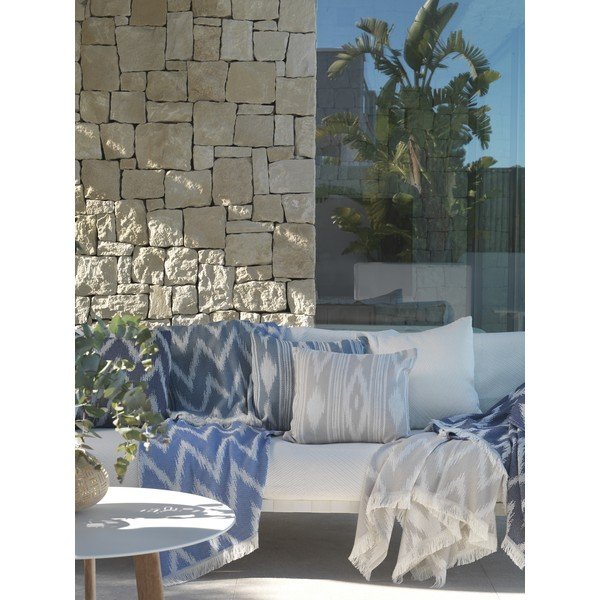 Tumši zils pleds no kokvilnas maisījuma 140x180 cm Mallorca – Euromant-image-3
