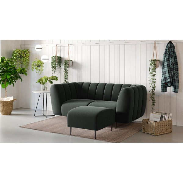 Tumši pelēks samta pufs Ghado Shel-image-1