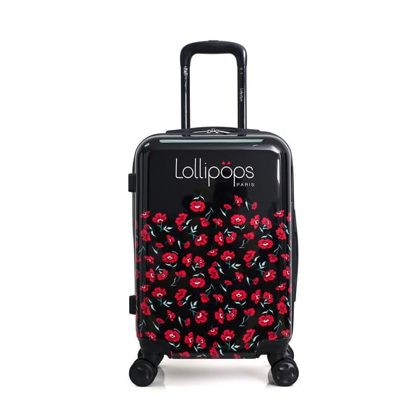 Melna un sarkana bagāžas soma uz 4 riteņiem Lollipops Poppy