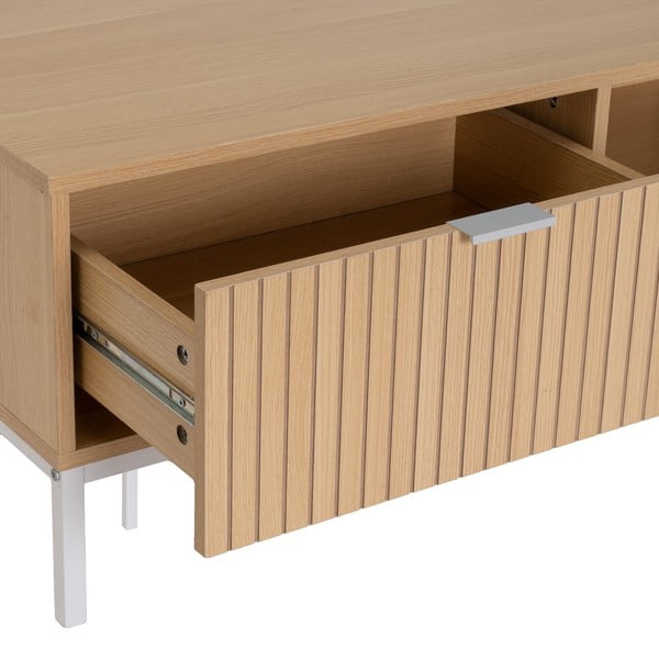 Dabīga toņa žurnālgaldiņš ar ozolkoka imitāciju 50x110 cm Mid-Lines – Casa Selección-image-3