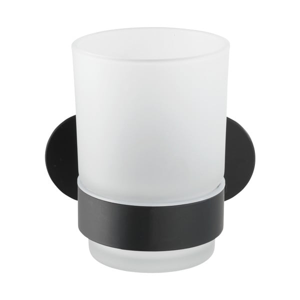 Matēti melns stikla pašlīmējošs trauks zobu birstei Orea – Wenko-image-1