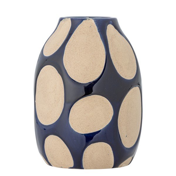 Tumši zila/krēmkrāsas akmensmasas vāze (augstums 20 cm) Bashir – Bloomingville