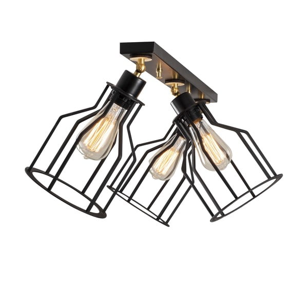 Melna/zelta krāsas griestu lampa ar metāla abažūru ø 17 cm Alacati – Opviq lights-image-2