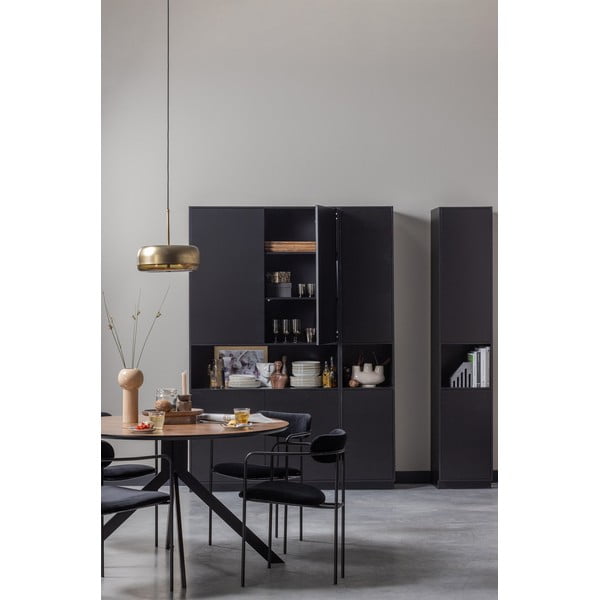 Melns priedes masīvkoka modulārais grāmatu plaukts 276x210 cm Finca – WOOOD-image-3