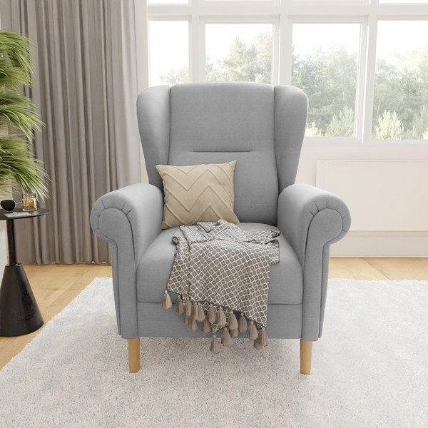 Gaiši pelēks atpūtas krēsls ar atzveltni Swan – Ropez-image-1
