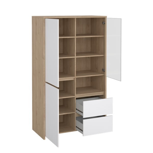 Balta/dabīga toņa vitrīna ar ozolkoka imitāciju 100x170x48 cm Next – Tvilum-image-2