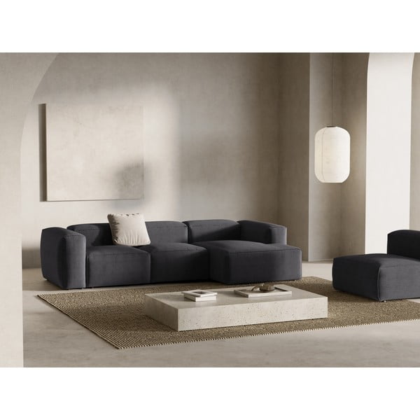 Tumši pelēks velveta stūra dīvāns (ar labo stūri/ar zvilni) Bergamo – Cosmopolitan Design-image-1