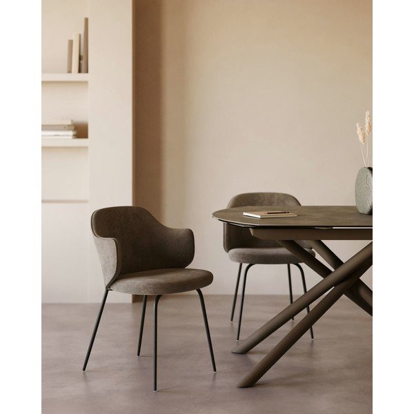 Brūni polsterēti ēdamistabas krēsli (2 gab.) Yunia – Kave Home-image-2