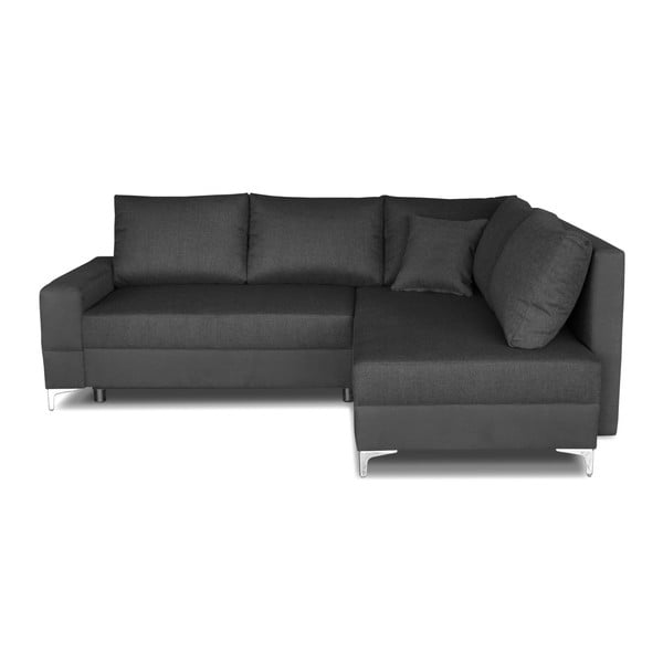 Tumši pelēka stūra dīvāns-guļamā gulta Windsor & Co. Dīvāni Zeta, labais stūris