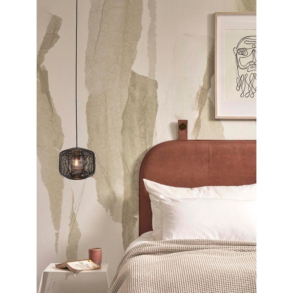 Melna piekaramā lampa ar rotangpalmas abažūru ø 25 cm Tanami – Good&Mojo-image-4