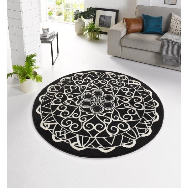 Melns apaļš paklājs Zala Living Capri, ø 140 cm-image-4