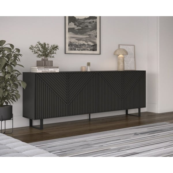 Melna kumode 201x80x40 cm Peta – Marckeric-image-1