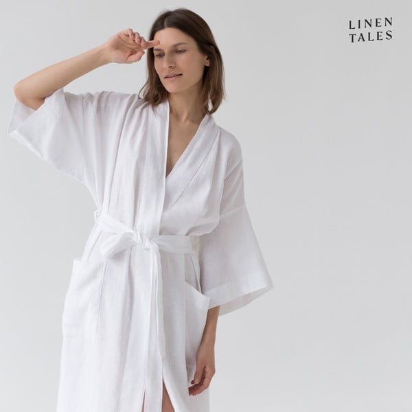 Balts lina halāts izmērs S/M Summer – Linen Tales-image-3