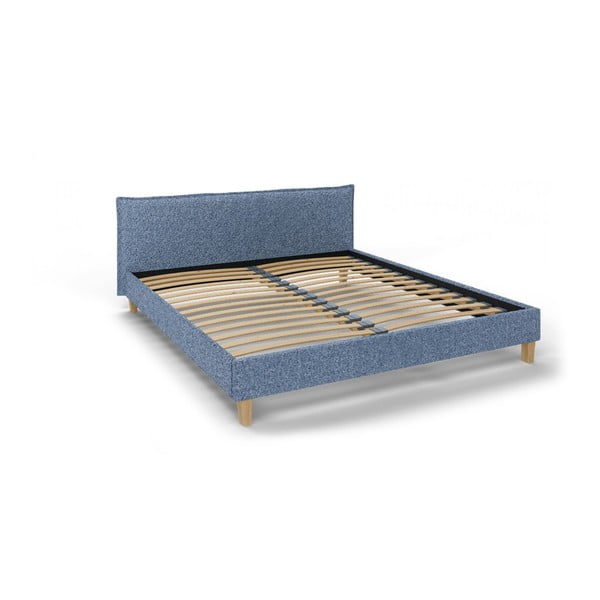 Zila mīksta divvietīga gulta ar režģi 160x200 cm Tina – Ropez