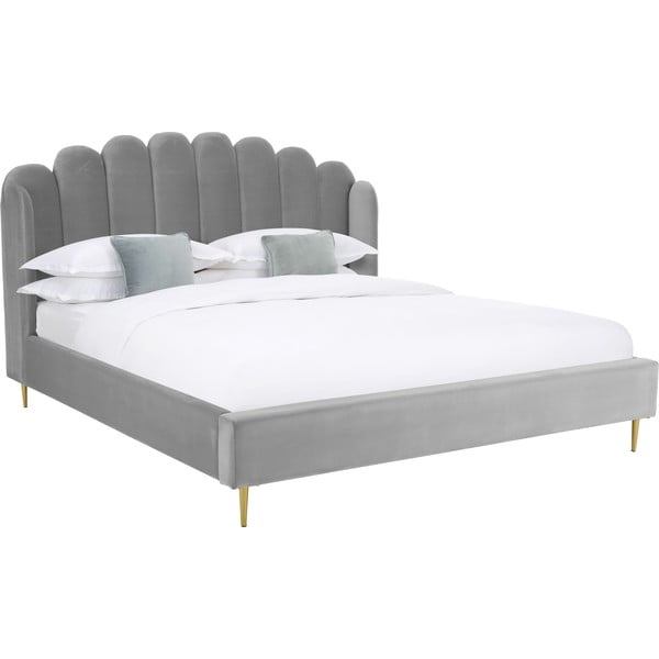 Pelēka gulta Westwing Collection Glamour, 180 x 200 cm