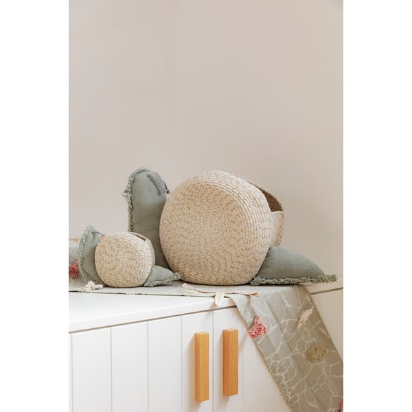 Krēmkrāsas/salvijas zaļš tekstila bērnu rotaļlietu grozs 60x24x30 cm Big Snail – Lorena Canals-image-3