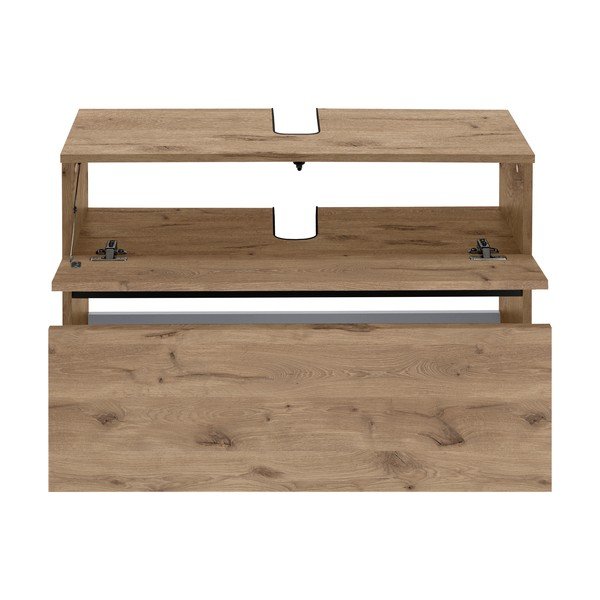 Dabīga toņa skapītis zem izlietnes ar ozolkoka imitāciju 80x55 cm Wisla – Støraa-image-3