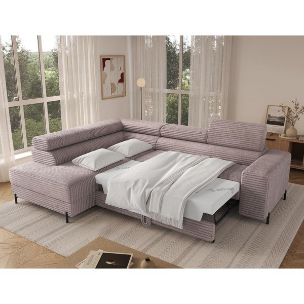 Pelēks velveta stūra dīvāns (ar kreiso stūri/L veida) Colesio – ELTAP-image-4