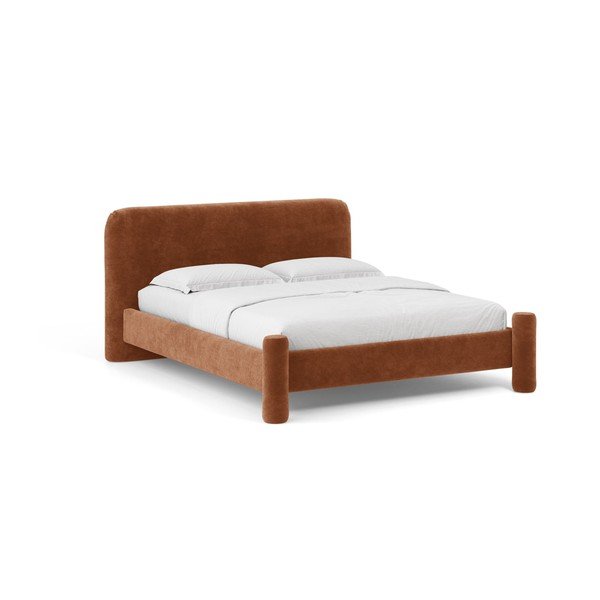 Terakotas oranža polsterēta divvietīga gulta ar redelēm 180x200 cm Vera – Micadoni 