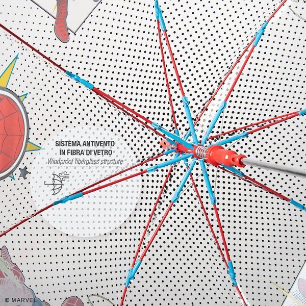 Caurspīdīgs vēja necaurlaidīgs bērnu lietussargs Ambiance Spiderman Marvel, ⌀ 74 cm-image-1