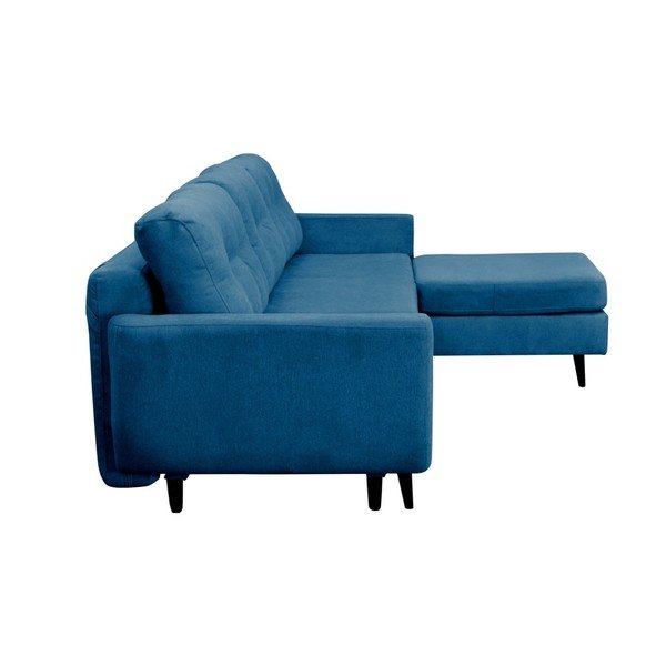 Tirkīza trīsvietīgs izlaižams stūra dīvāns ar melnām kājām Mazzini Sofas Hortensia, labais stūris-image-2