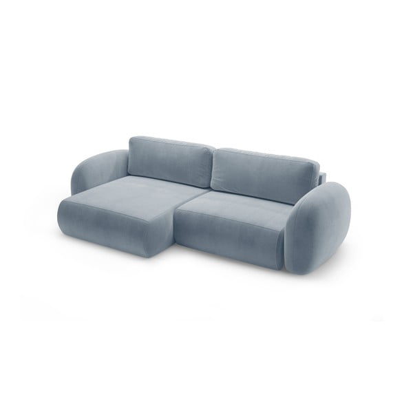 Dūmakaini zils samta salokāms/ar uzglabāšanas vietu stūra dīvāns Tonale – Cosmopolitan Design-image-2