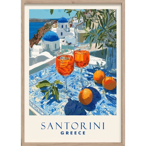 Drukāta glezna ar rāmi 50x70 cm Santorini – Styler