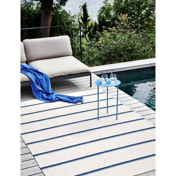 Zils/krēmkrāsas iekštelpu un āra paklājs 70x90 cm Olle Blue Vanilla – Pappelina-image-4