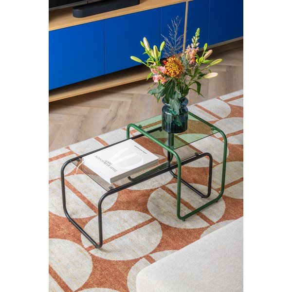 Melns žurnālgaldiņš ar stikla galda virsmu 40x80 cm Ventana – Leitmotiv-image-1