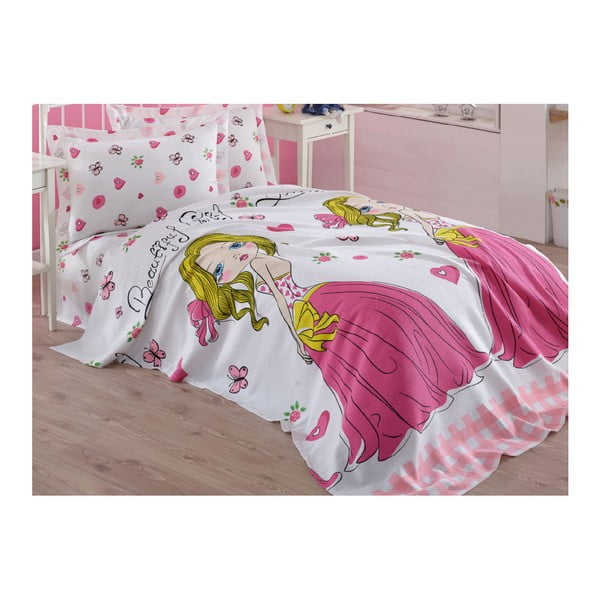 Rozā kokvilnas gultas pārklājs Mijolnir Princess, 160 x 235 cm