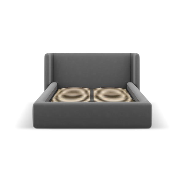 Pelēka polsterēta divvietīga gulta ar veļas kasti ar redelēm 180x200 cm Jason – Windsor & Co Sofas-image-3
