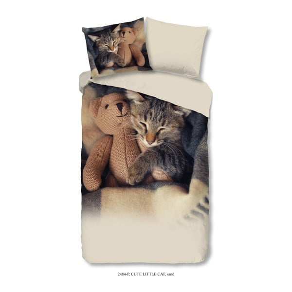 Bērnu vienvietīga kokvilnas gultasveļa Good Morning Little Cat, 140 x 200 cm