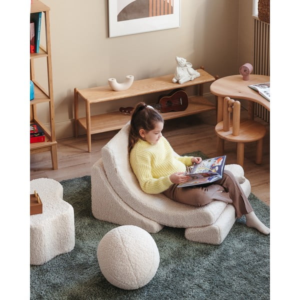 Krēmkrāsas bērnu atpūtas krēsls no buklē auduma Moon – Wigiwama-image-1