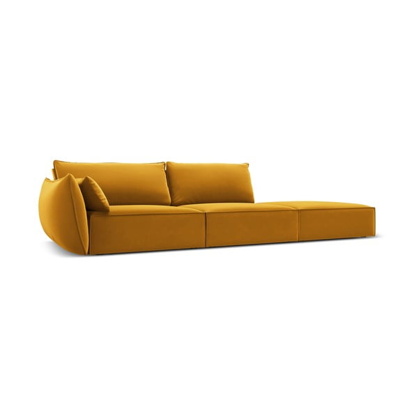 Sinepju dzeltens samta dīvāns ar kreiso stūri 264 cm Vanda – Mazzini Sofas-image-2