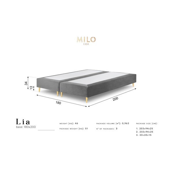 Zila samta divguļamā gulta Milo Casa Lia, 180 x 200 cm-image-4
