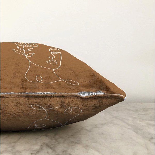 Oranža un brūna spilvendrāna ar kokvilnas maisījumu Minimalist Cushion Covers Chenille, 55 x 55 cm-image-1