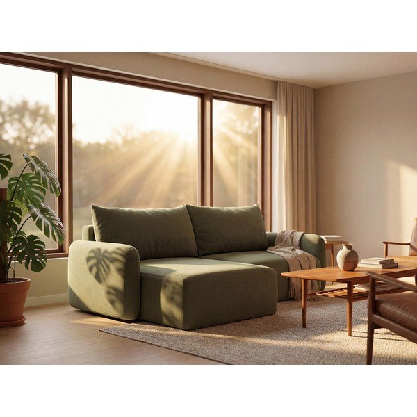 Oranžs salokāms/ar uzglabāšanas vietu stūra dīvāns Kalena – Makamii-image-1