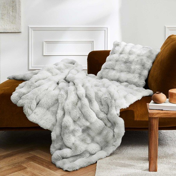 Pelēks mikroplīša pleds 220x240 cm Mounty – douceur d'intérieur-image-2