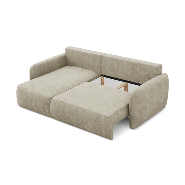 Bēšs salokāms stūra dīvāns no šenila auduma ar uzglabāšanas vietu (ar kreiso stūri/ar zvilni) Lilo – Makamii-image-3