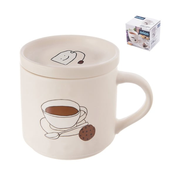 Balta porcelāna krūze ar vāciņu 450 ml – Orion-image-2