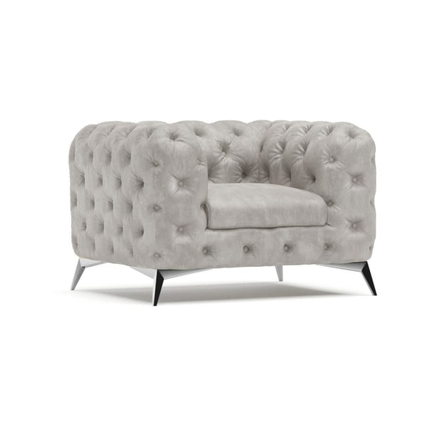 Gaiši pelēks samta atpūtas krēsls Chelsea – Ropez