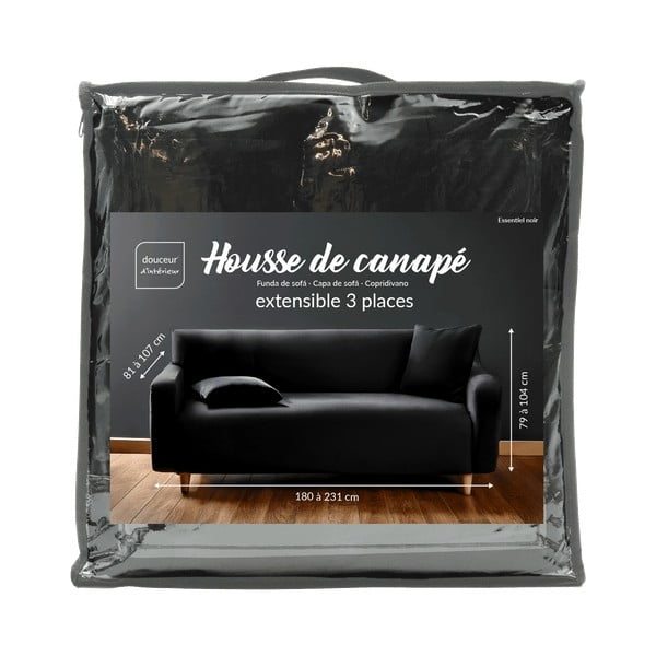 Melns uzvelkams pārvalks dīvānam 3 sēdvietām Mila – douceur d'intérieur-image-3