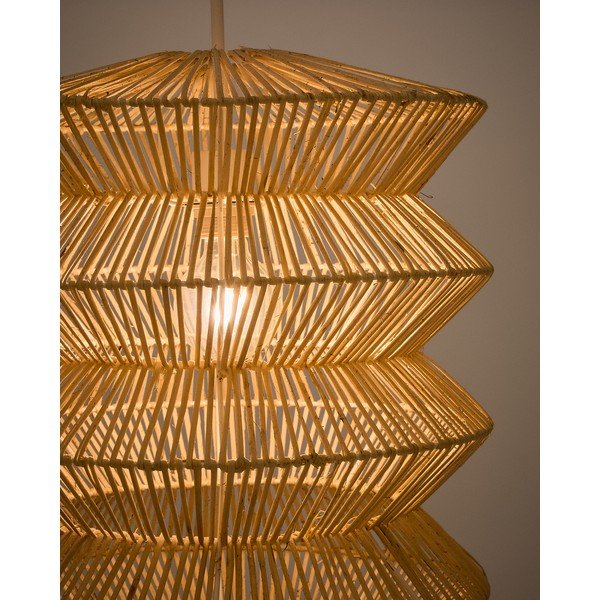 Dabīga toņa piekaramā lampa ar rotangpalmas abažūru Dakit – Kave Home-image-2