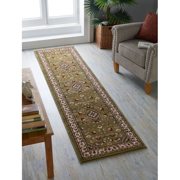 Zaļš celiņa paklājs 66x300 cm Sherborne – Flair Rugs-image-1