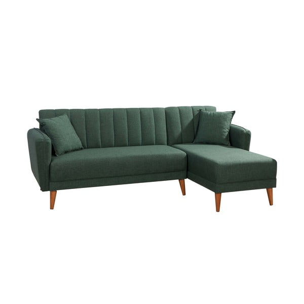 Tumši zaļš izvelkamais stūra dīvāns (ar labo stūri) Aqua – Balcab Home