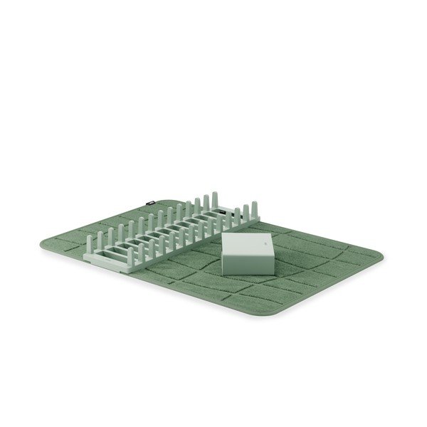 Dūmakaini zaļš plastmasas trauku žāvēšanas paliktnis 61x43 cm Udry – Umbra